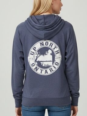 Up North Ontario Graphic Hoodie Denim Blue